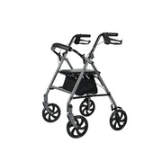 LIVARA Multifunctional Walker with Dual Brakes and Foldable Design for Stable Elderly Home and Outdoor Support - Grey