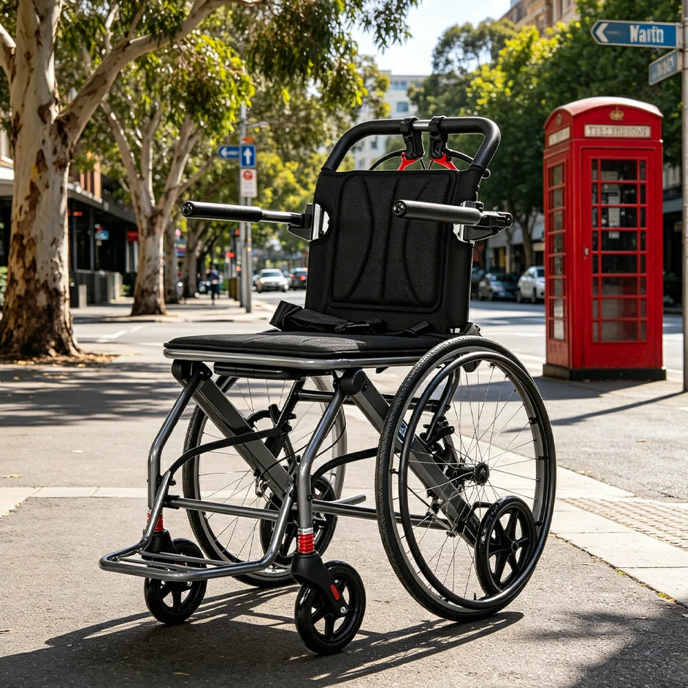LIVARA Lightweight Foldable Walker with Pull-Handle Design and Aluminium Frame for Daily Mobility and Travel Support - Grey