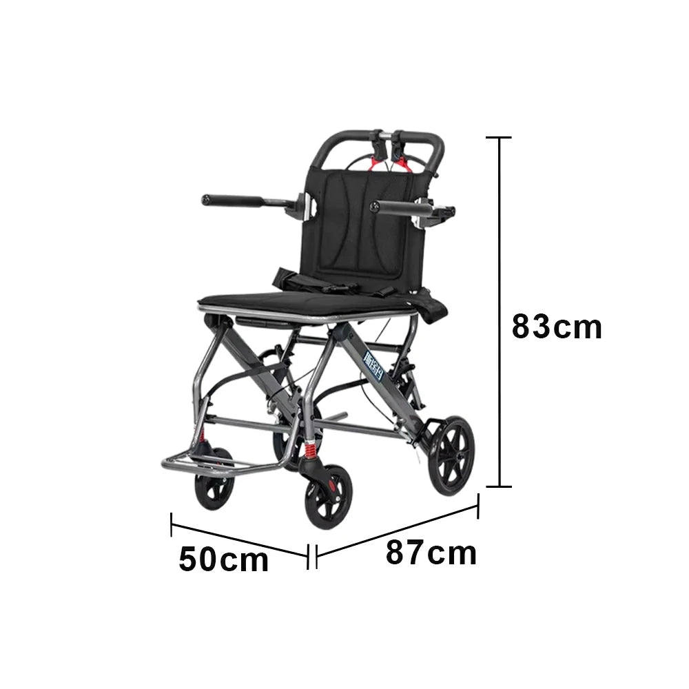 LIVARA Lightweight Foldable Walker with Pull-Handle Design and Aluminium Frame for Daily Mobility and Travel Support - Grey