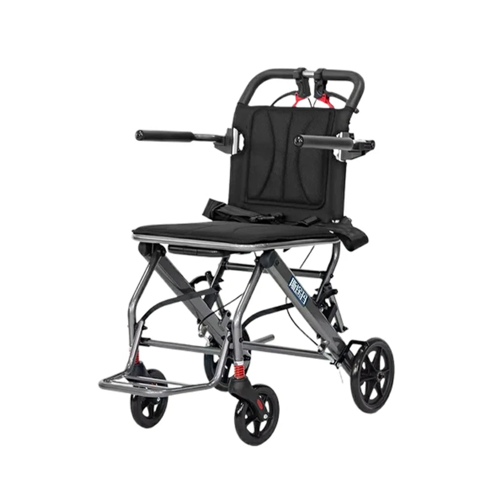 LIVARA Lightweight Foldable Walker with Pull-Handle Design and Aluminium Frame for Daily Mobility and Travel Support - Grey