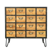 LIVARA Vintage Wooden Storage Cabinet Multi Drawer Organizer Solid Wood Rustic Cabinet with Label Holders