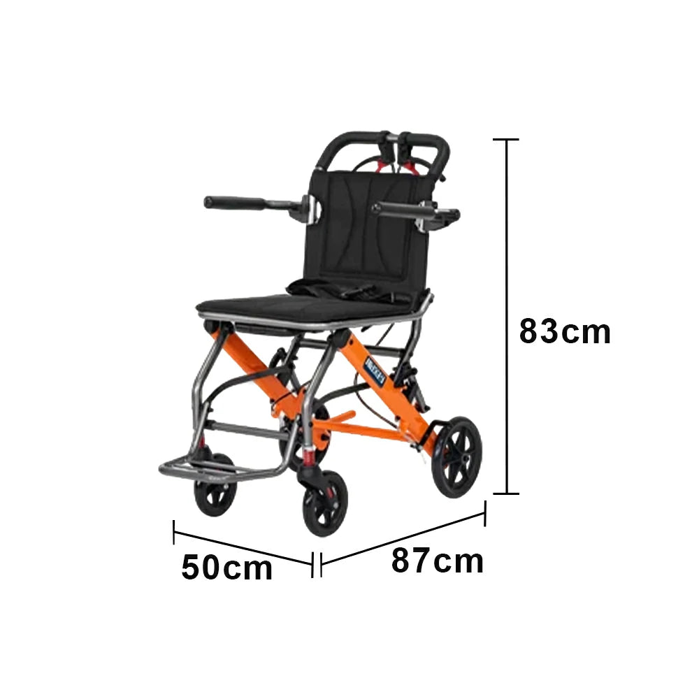 LIVARA Lightweight Foldable Walker with Pull-Handle Design and Aluminium Frame for Daily Mobility and Travel Support - Orange