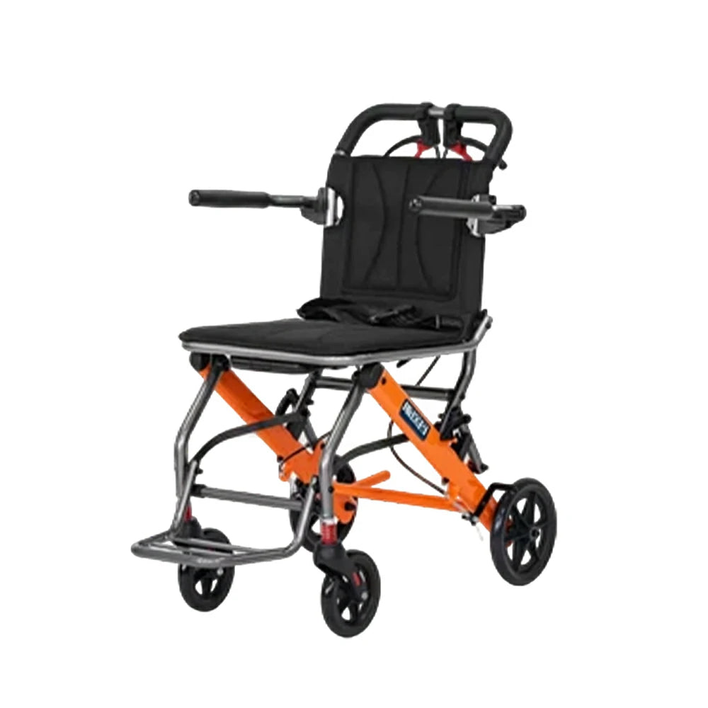 LIVARA Lightweight Foldable Walker with Pull-Handle Design and Aluminium Frame for Daily Mobility and Travel Support - Orange