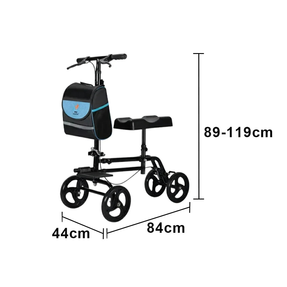 LIVARA Knee Walker with Rehabilitation Support and Foldable Portable Design for Home and Outdoor Mobility - Black