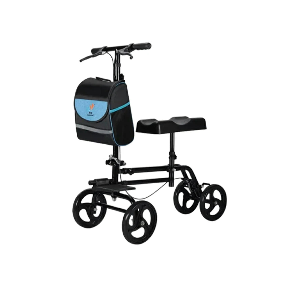 LIVARA Knee Walker with Rehabilitation Support and Foldable Portable Design for Home and Outdoor Mobility - Black