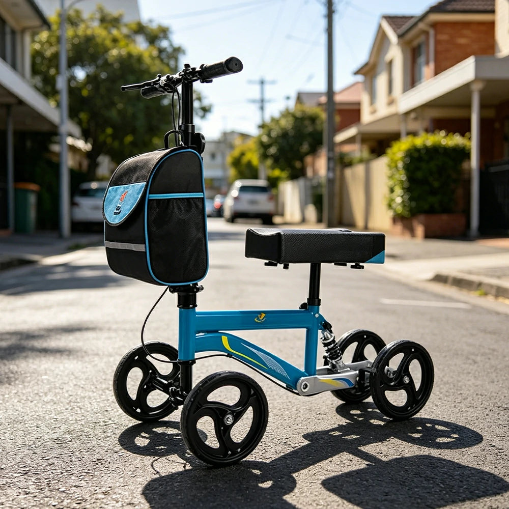 LIVARA Knee Walker with Rehabilitation Support and Foldable Portable Design for Home and Outdoor Mobility - Blue
