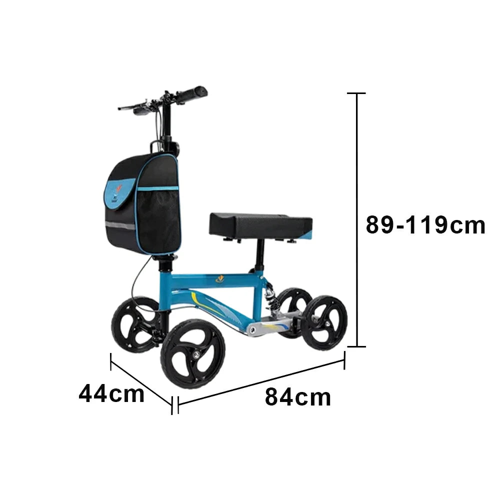 LIVARA Knee Walker with Rehabilitation Support and Foldable Portable Design for Home and Outdoor Mobility - Blue