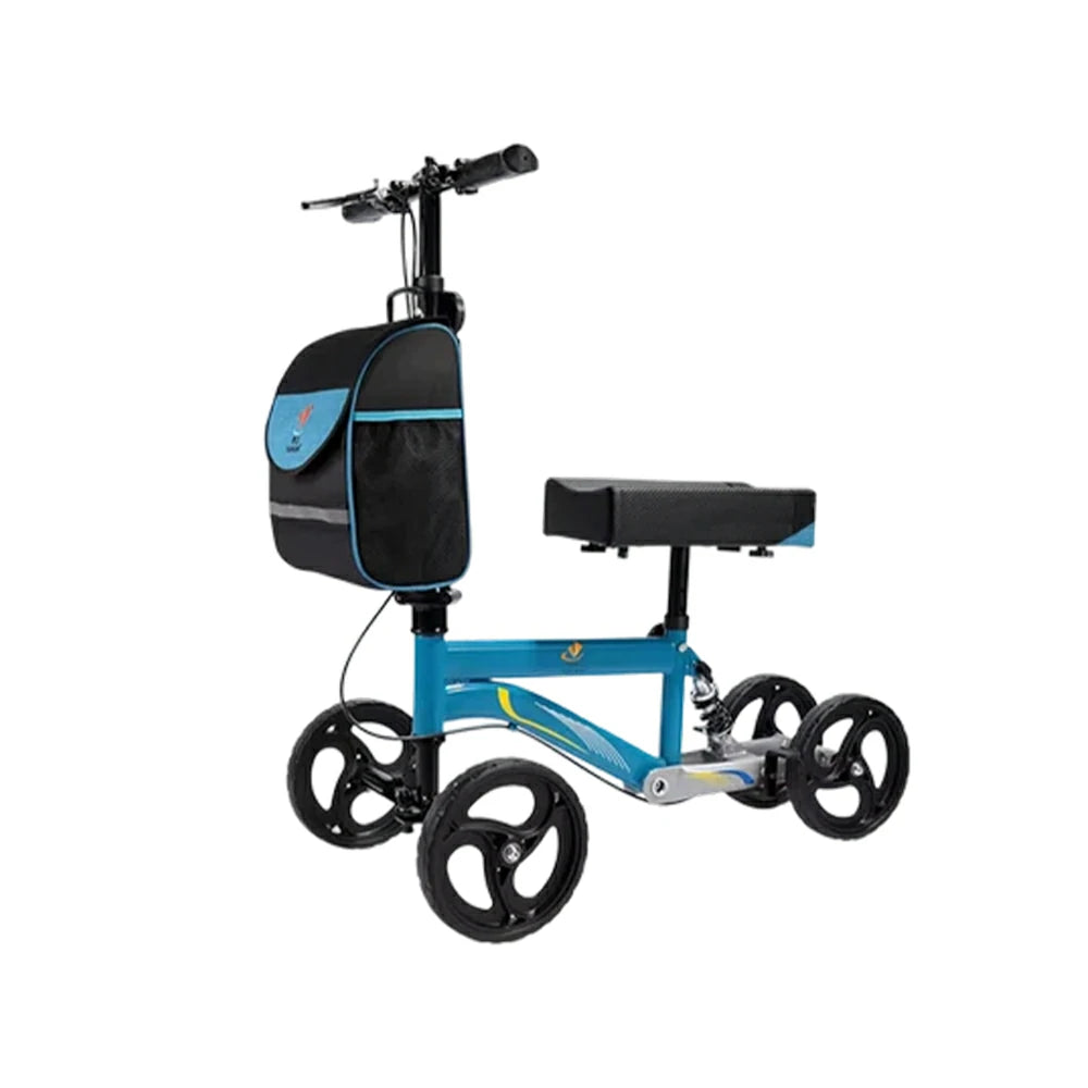 LIVARA Knee Walker with Rehabilitation Support and Foldable Portable Design for Home and Outdoor Mobility - Blue