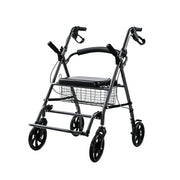 LIVARA Multifunctional Walker with Dual Hand Brakes, Shopping Basket and Foldable Design for Home Care and Daily Mobility