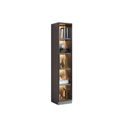 LIVARA 5-Tier Display Cabinet - Tempered Glass Door Storage with LED Lighting & Slim Space-Saving Design for Living Room - Light Grey