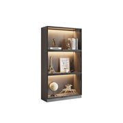 LIVARA 60/100cm 3-Tier Display Cabinet - Flip-Up Door Tempered Glass Storage with Space-Saving Design for Living Room - Light Grey