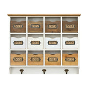 LIVARA Rustic Wall Mounted Storage Cabinet 12 Drawer Organizer Solid Spruce Wood Vintage Cabinet with Numbered Label Holders