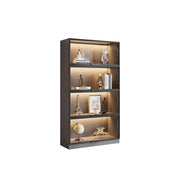 LIVARA 60/100cm 4-Tier Display Cabinet - Flip-Up Door Tempered Glass Storage with Space-Saving Design for Living Room - Light Grey