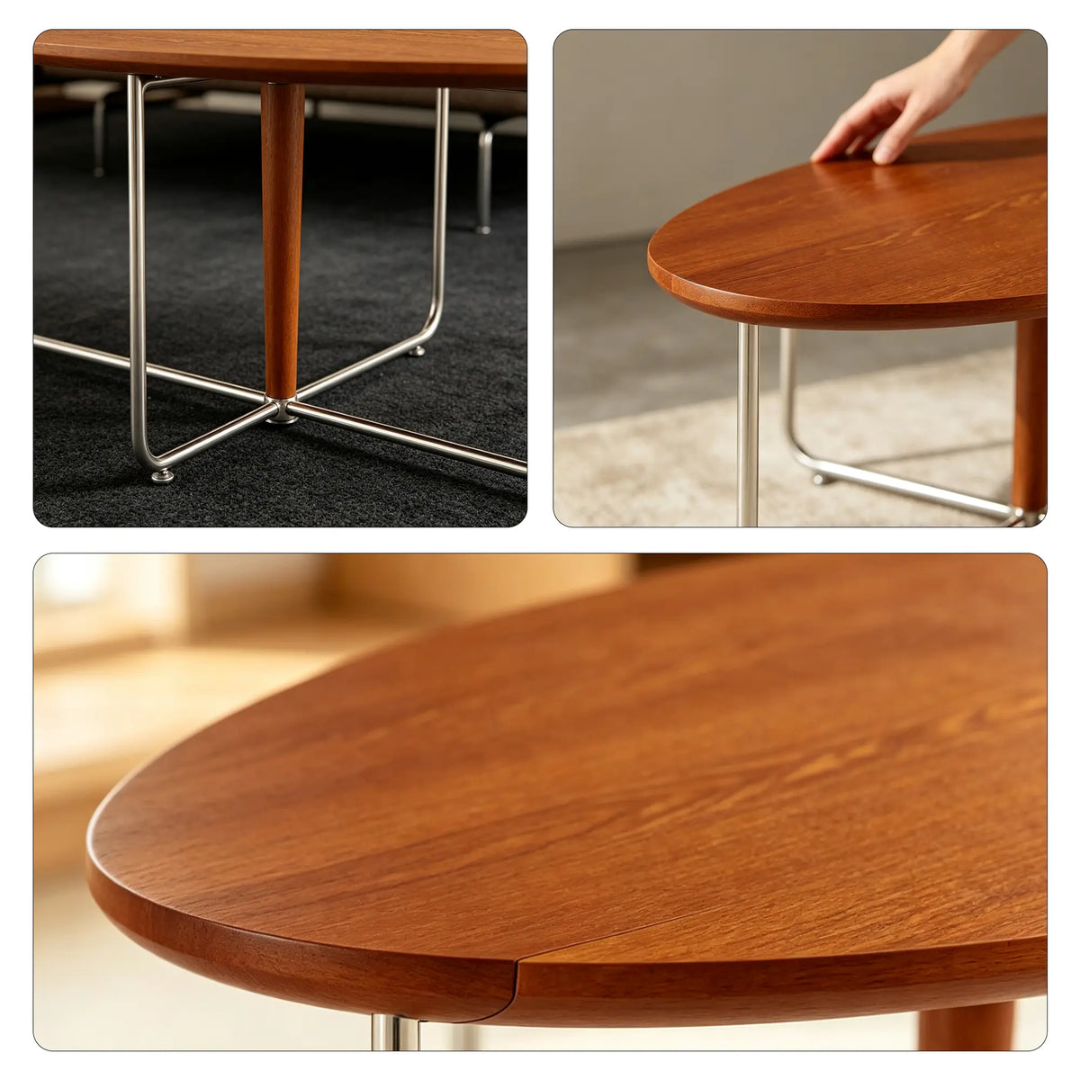 LIVARA Bauhaus Coffee Table Soft Curved Design Rounded Edges Spacious Top for Living Room Sofa Area Lounge - Brown