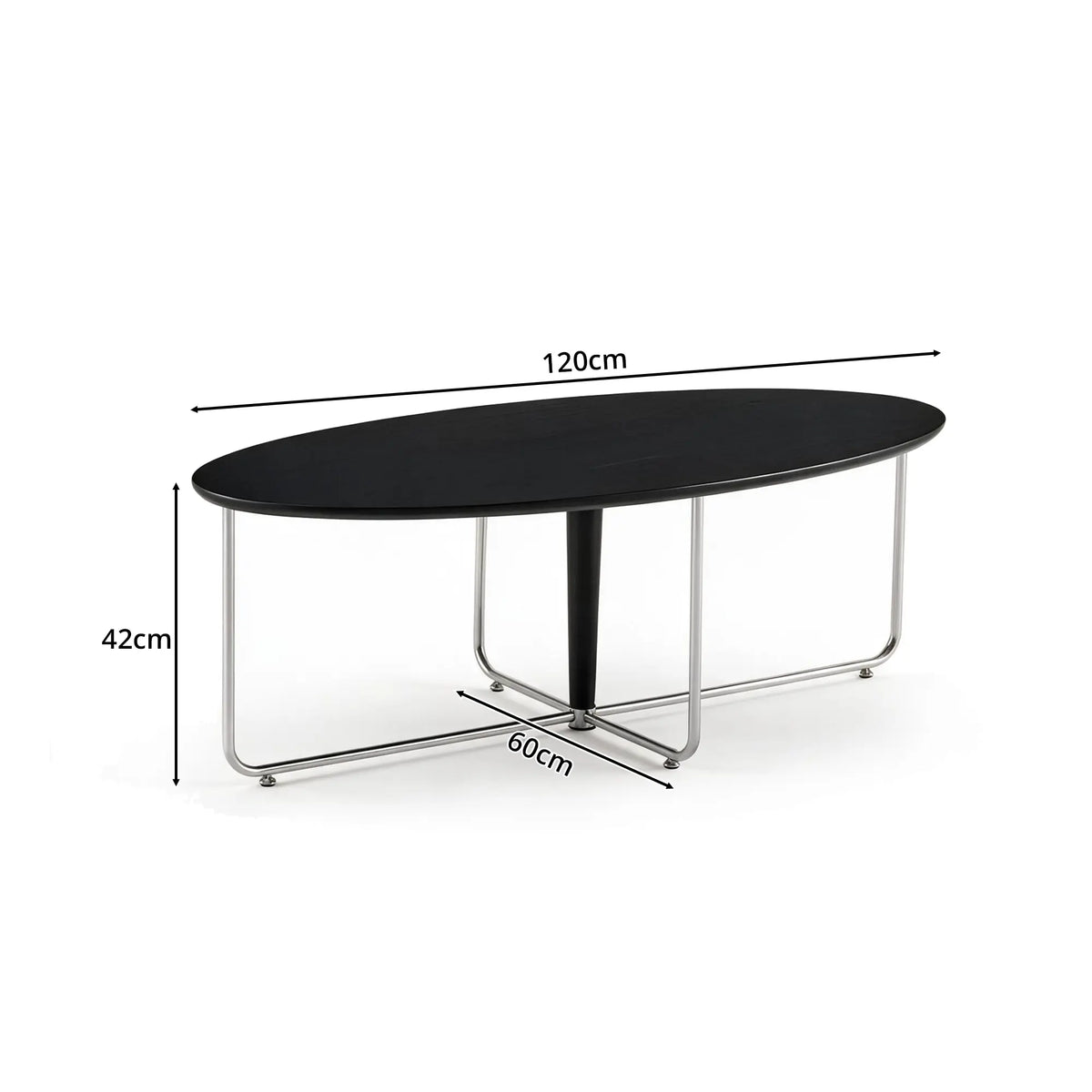 LIVARA Bauhaus Coffee Table Soft Curved Design Rounded Edges Spacious Top for Living Room Sofa Area Lounge - Black