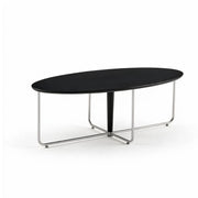 LIVARA Bauhaus Coffee Table Soft Curved Design Rounded Edges Spacious Top for Living Room Sofa Area Lounge - Black