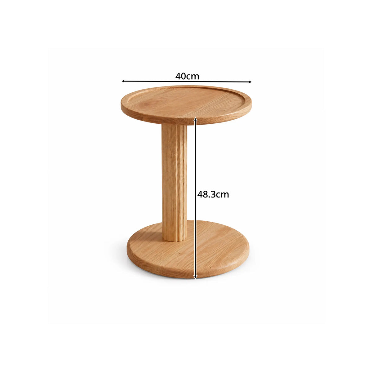 LIVARA Round Solid Wood Side Table FAS Grade North American Oak Pedestal Base for Sofa Bedside Balcony Reading Corner