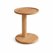 LIVARA Round Solid Wood Side Table FAS Grade North American Oak Pedestal Base for Sofa Bedside Balcony Reading Corner
