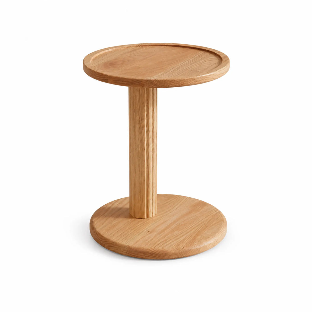 LIVARA Round Solid Wood Side Table FAS Grade North American Oak Pedestal Base for Sofa Bedside Balcony Reading Corner