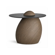 LIVARA Modern Side Table Compact Sintered Stone Top Warm Minimalist Style for Living Room Balcony Bedroom Lounge - Brown