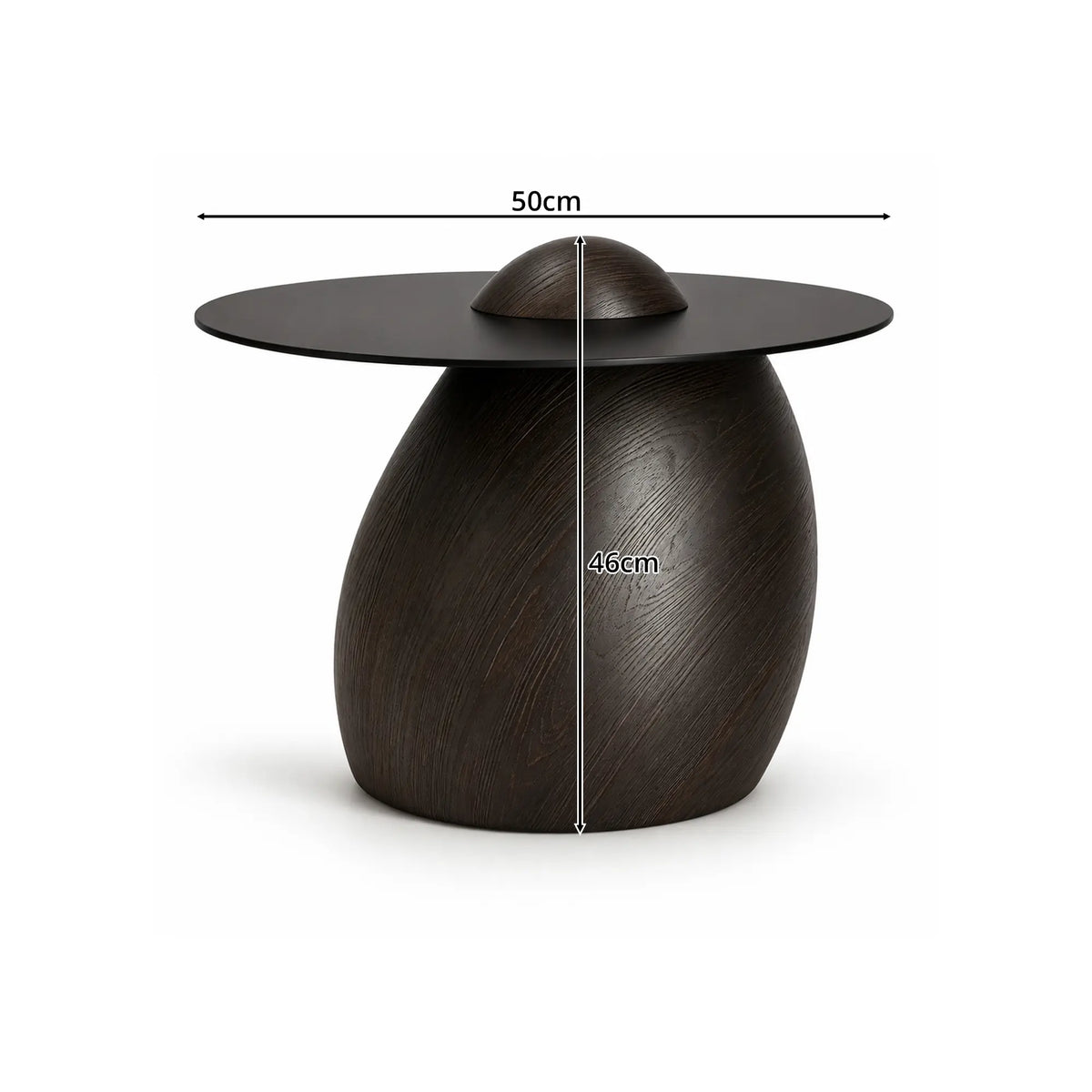 LIVARA Modern Side Table Compact Sintered Stone Top Warm Minimalist Style for Living Room Balcony Bedroom Lounge - Black