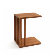 LIVARA C Shaped Side Table Ash Wood Slatted Design No Assembly Required for Living Room Bedroom Sofa Bedside Reading Corner