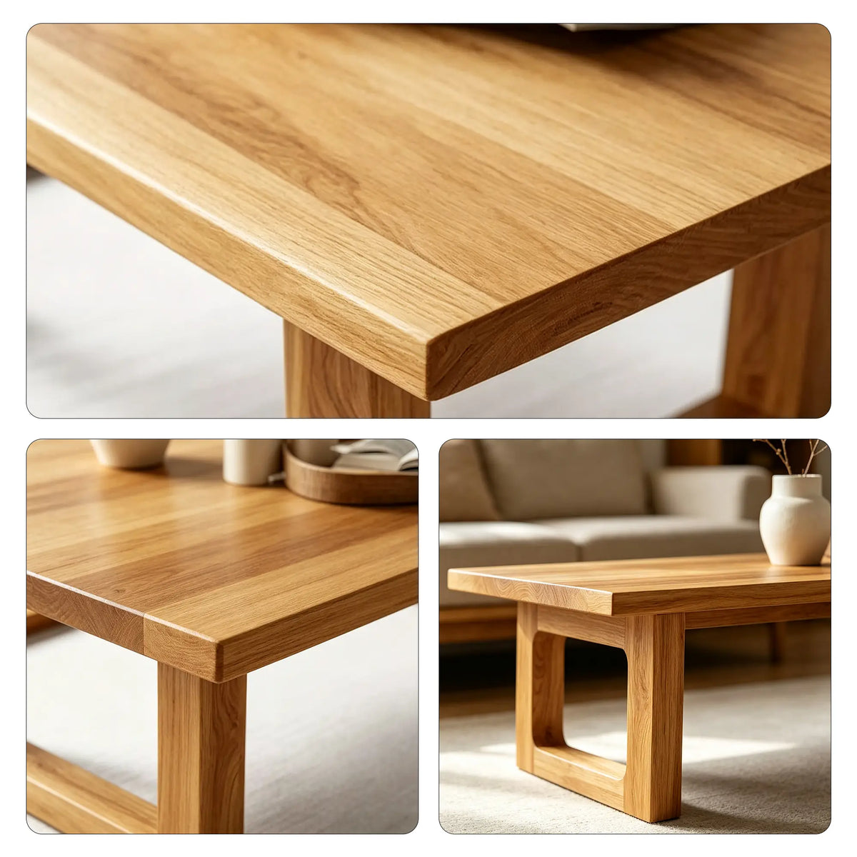 LIVARA Wabi Sabi Solid Wood Coffee Table Natural Pine Low Profile Design for Living Room Hotel Lounge Reading Corner