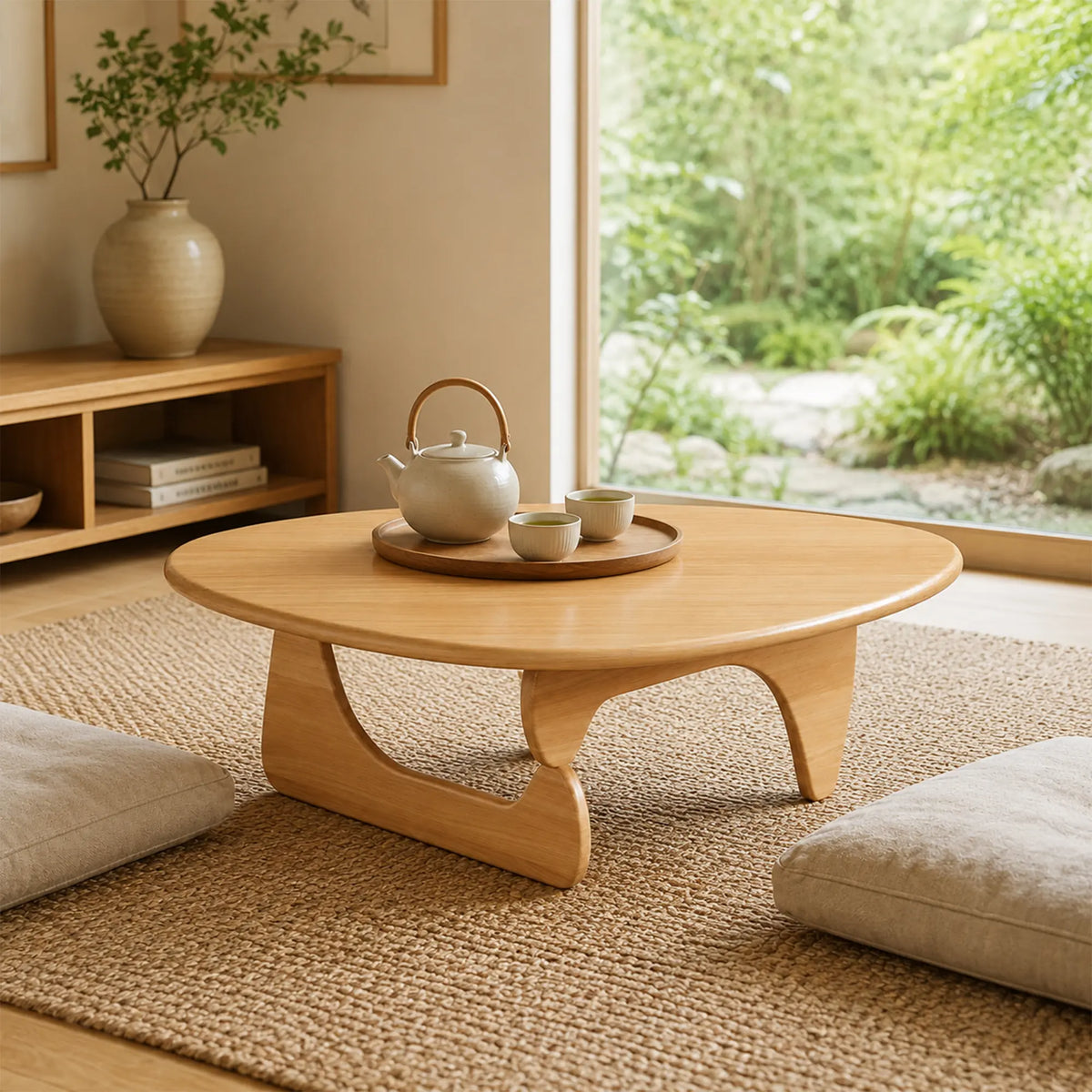 LIVARA Solid Wood Coffee Table FAS Grade Oak 20mm Thick Top Irregular Egg Shape for Living Room Apartment Lounge - Wood