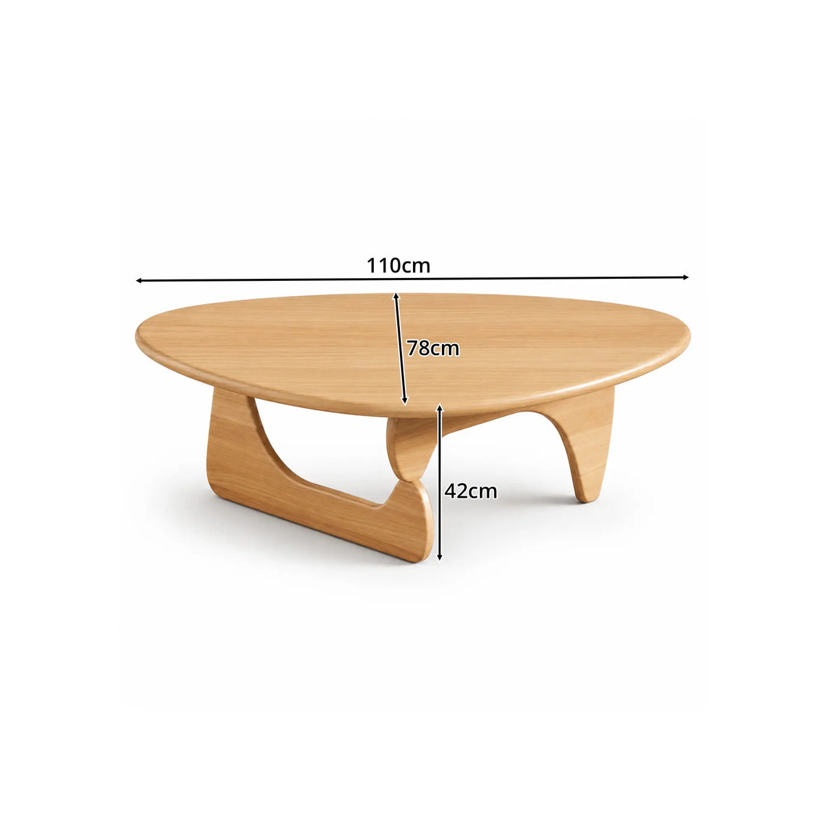 LIVARA Solid Wood Coffee Table FAS Grade Oak 20mm Thick Top Irregular Egg Shape for Living Room Apartment Lounge - Wood