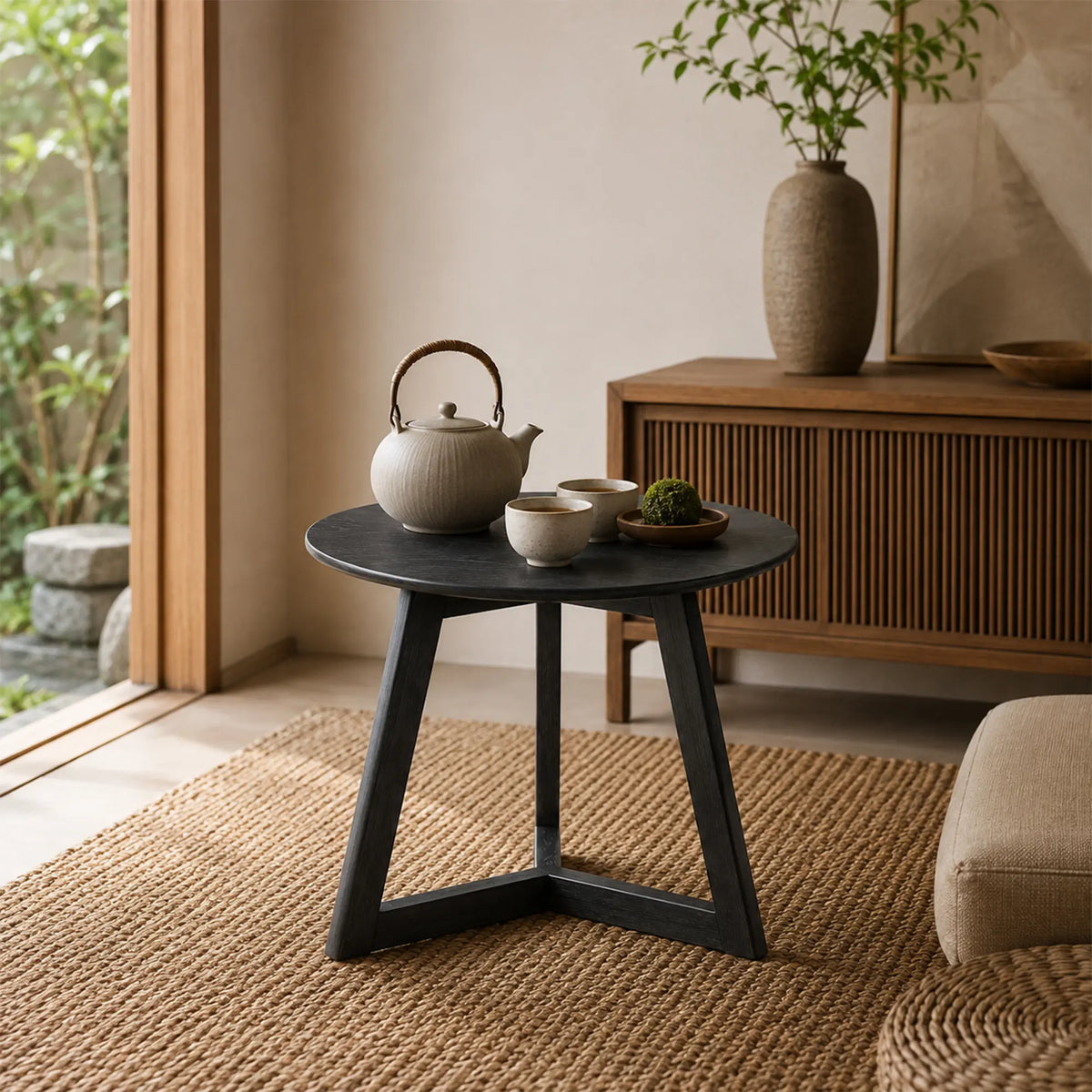 LIVARA Minimalist Side Table FAS Grade Ash Wood Frame Multi Layer Solid Wood Top for Living Room Bedroom Sofa Side - Black