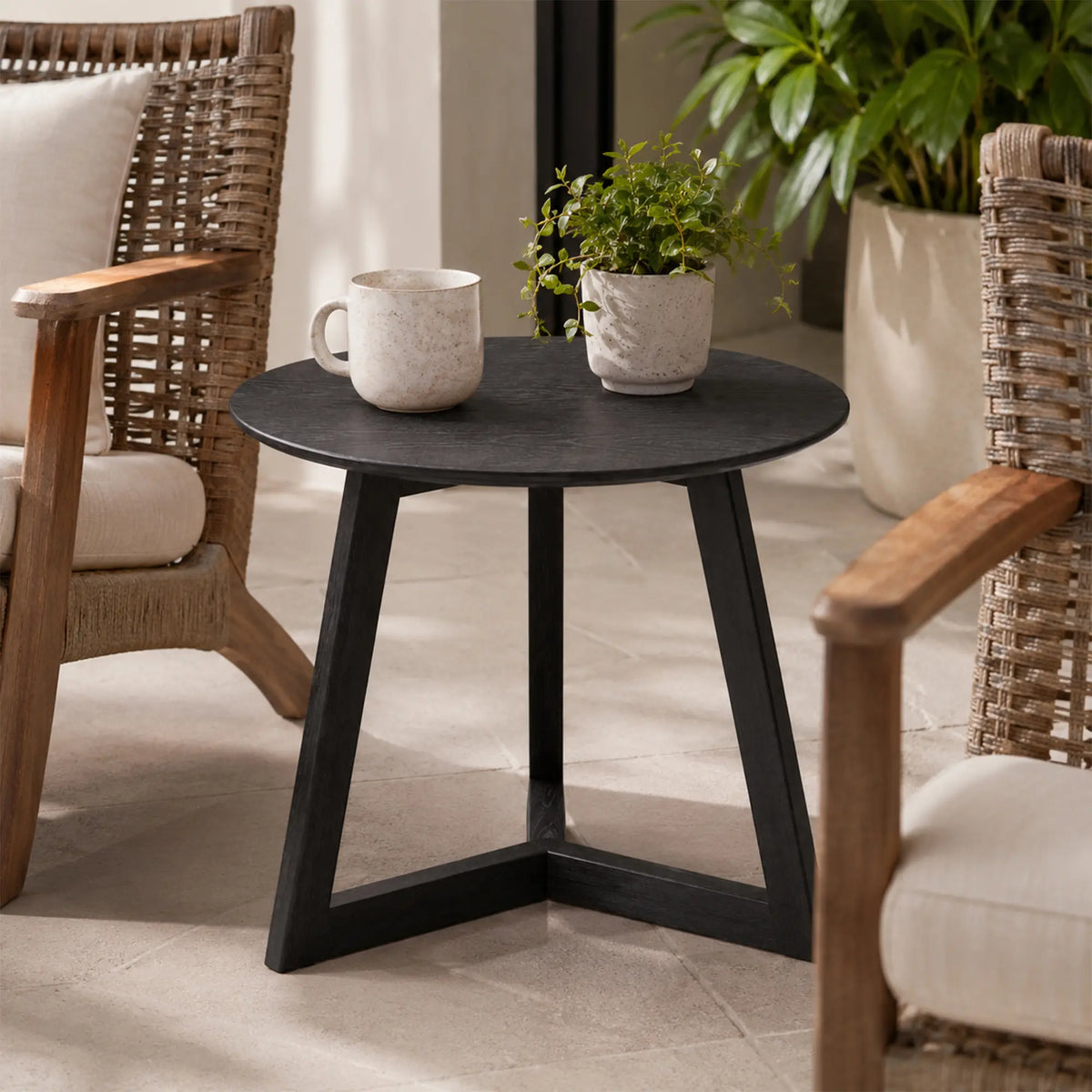 LIVARA Minimalist Side Table FAS Grade Ash Wood Frame Multi Layer Solid Wood Top for Living Room Bedroom Sofa Side - Black