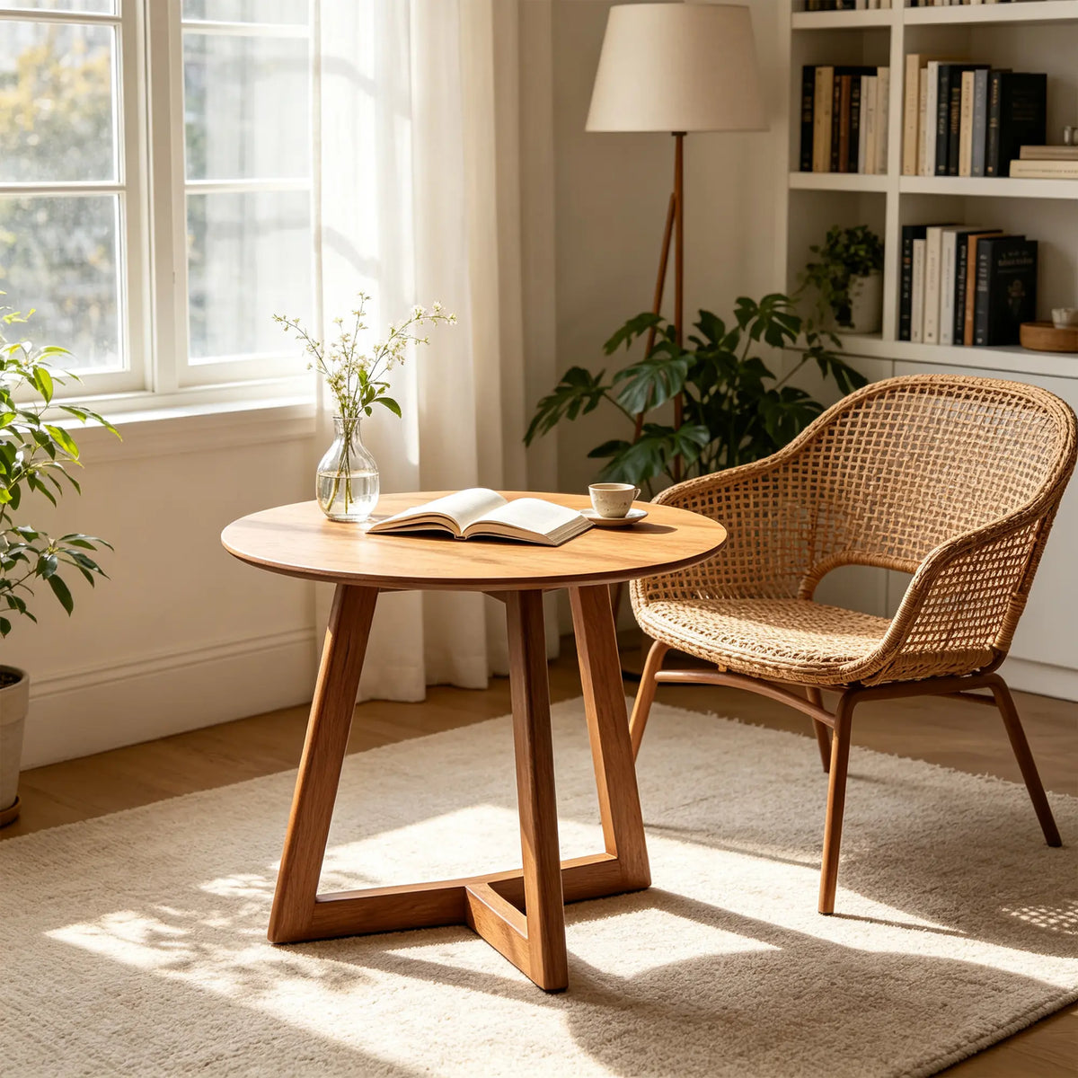 LIVARA Minimalist Side Table FAS Grade Ash Wood Frame Multi Layer Solid Wood Top for Living Room Bedroom Sofa Side - Brown
