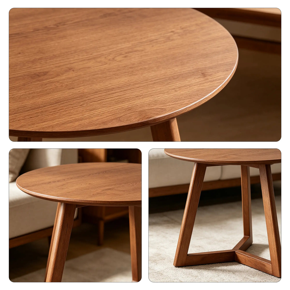 LIVARA Minimalist Side Table FAS Grade Ash Wood Frame Multi Layer Solid Wood Top for Living Room Bedroom Sofa Side - Brown