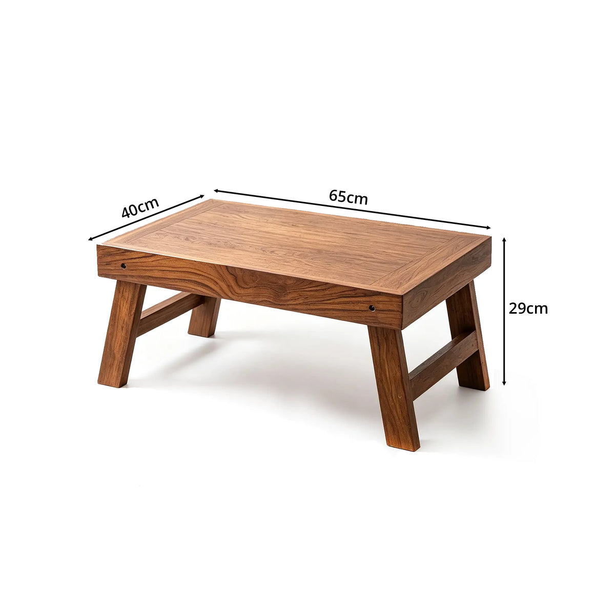LIVARA Folding Teak Coffee Table Aged Thai Teak 6cm Folded Design Wood Wax Oil Finish for Living Room Bedroom Bay Window