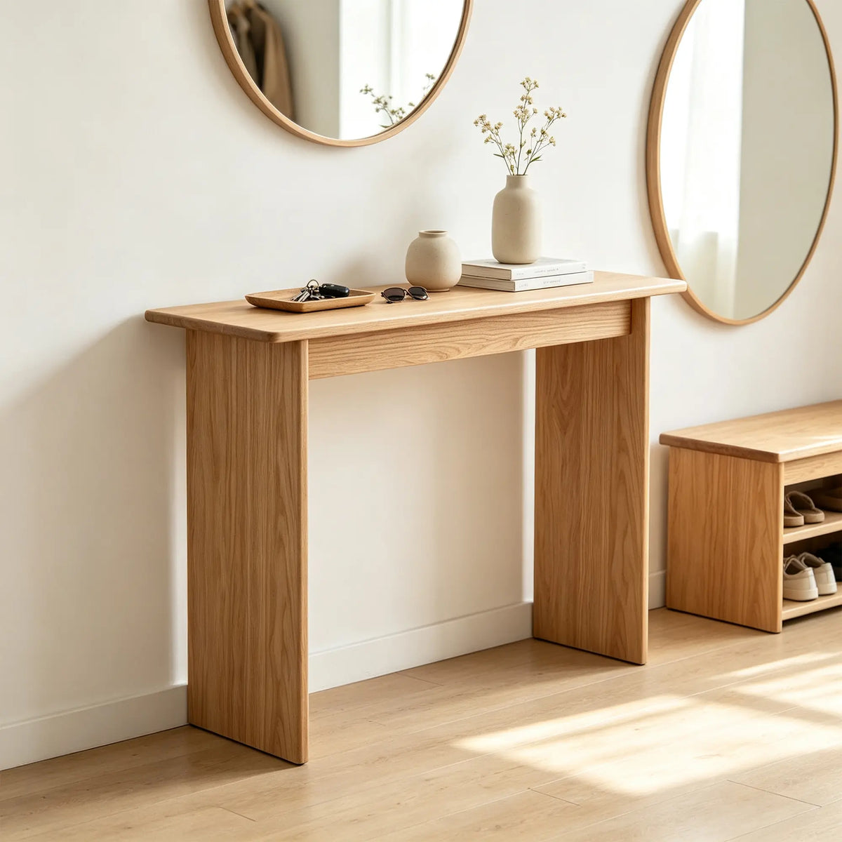 LIVARA Solid Oak Console Table North American FAS Grade Oak Slim 20cm Depth for Entryway Hallway Sofa Back Small Spaces - Wood