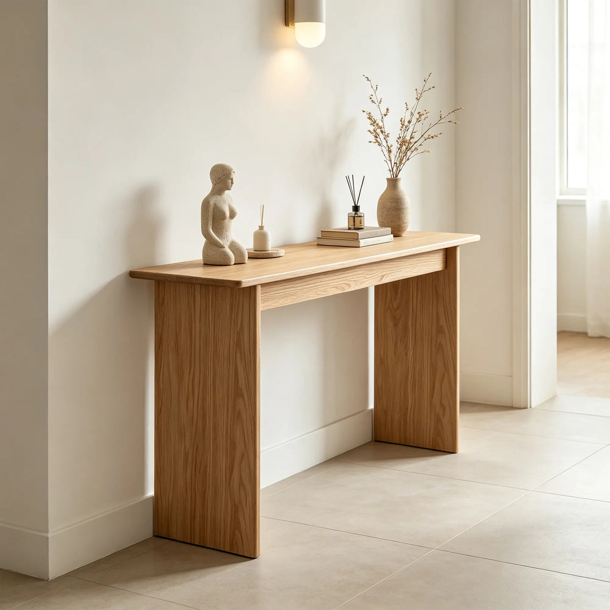 LIVARA Solid Oak Console Table North American FAS Grade Oak Slim 20cm Depth for Entryway Hallway Sofa Back Small Spaces - Wood