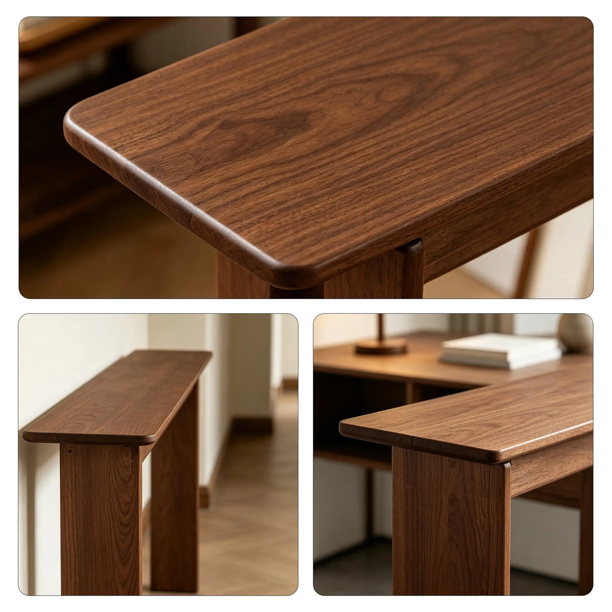 LIVARA Solid Oak Console Table North American FAS Grade Oak Slim 20cm Depth for Entryway Hallway Sofa Back Small Spaces - Walnut