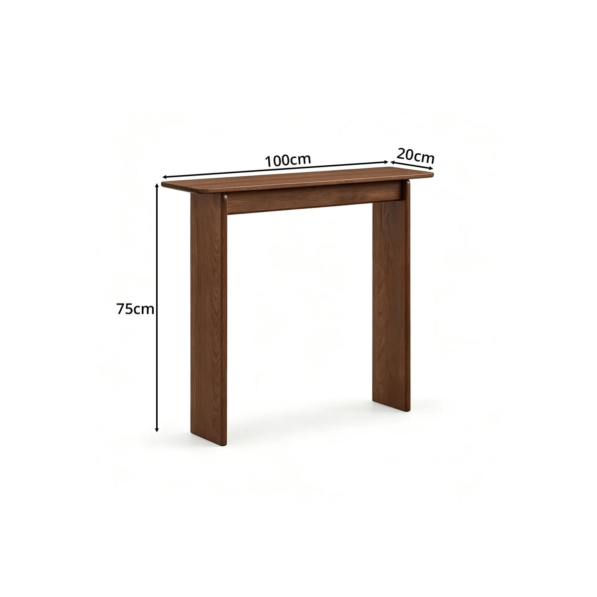LIVARA Solid Oak Console Table North American FAS Grade Oak Slim 20cm Depth for Entryway Hallway Sofa Back Small Spaces - Walnut