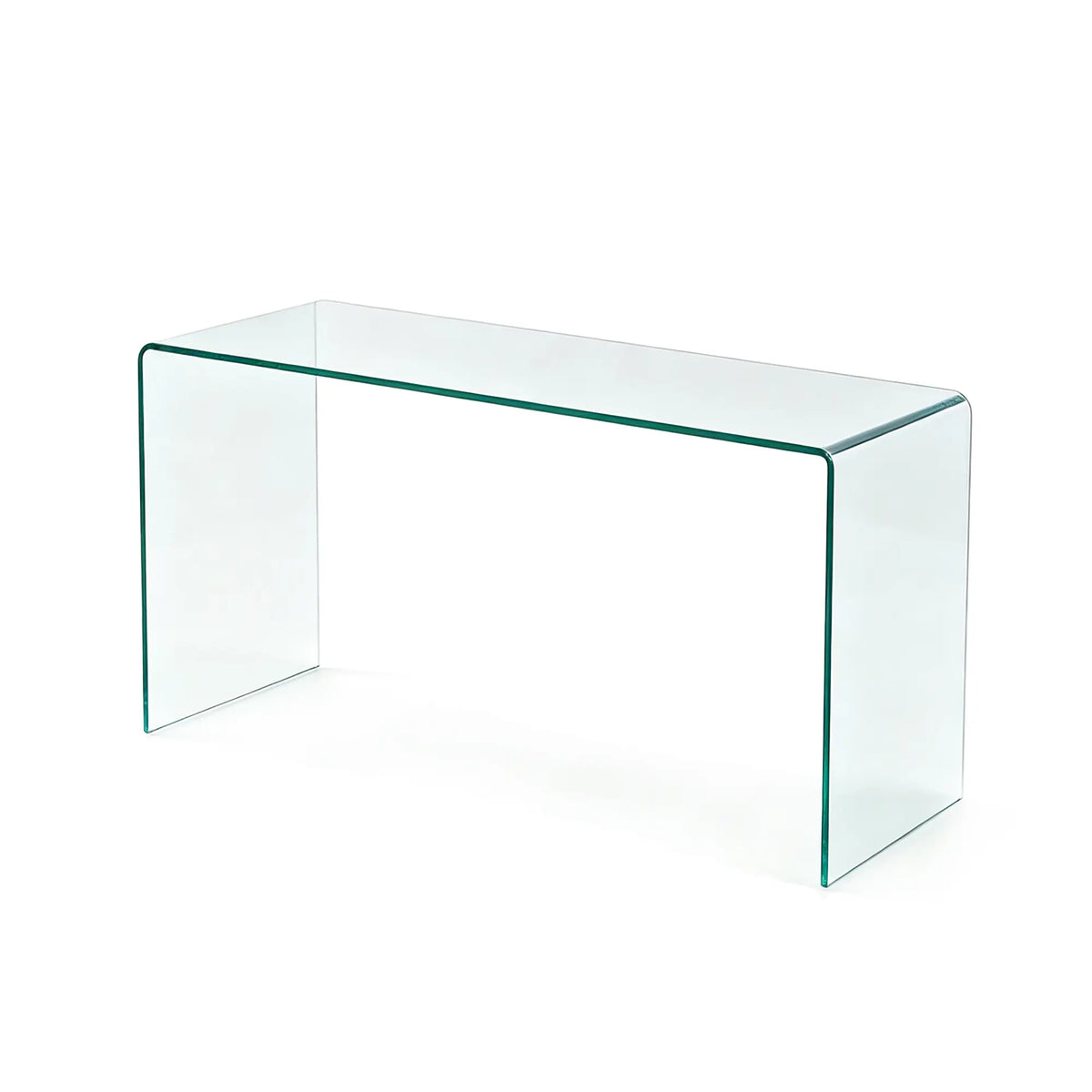 LIVARA Tempered Glass Console Table 12mm Thick One Piece Bent Design 150/160cm for Entryway Hallway Living Room Sofa Back - White