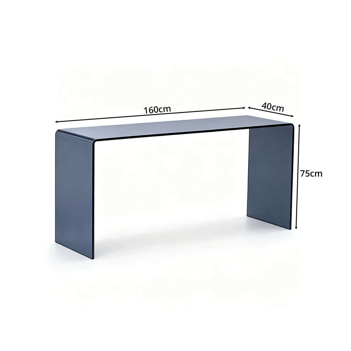LIVARA Tempered Glass Console Table 12mm Thick One Piece Bent Design 150/160cm for Entryway Hallway Living Room Sofa Back - Black