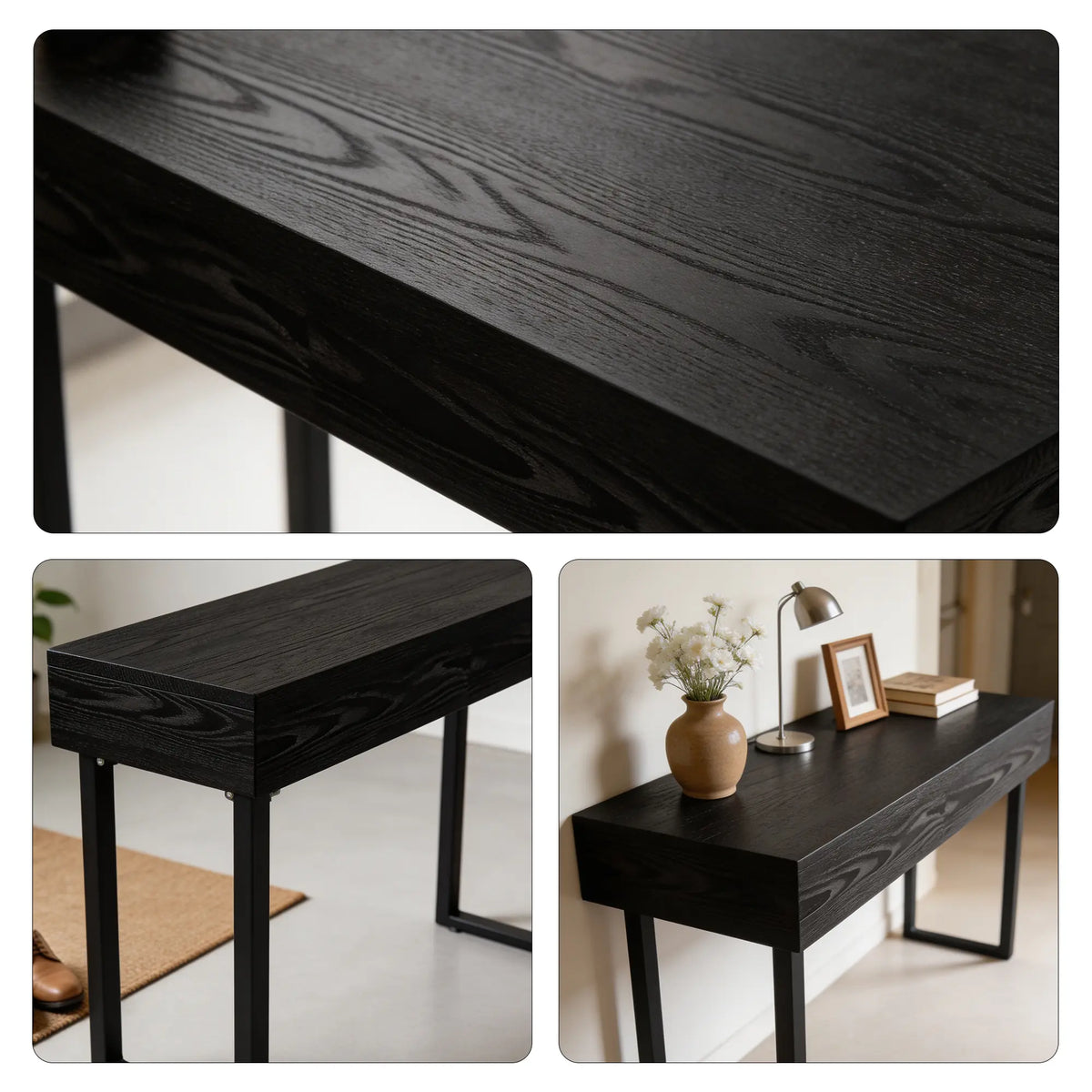LIVARA Vintage Side Cabinet E0 Grade Board Black Wood Grain Finish Compact Storage for Bedroom Guest Room Living Room Apartment