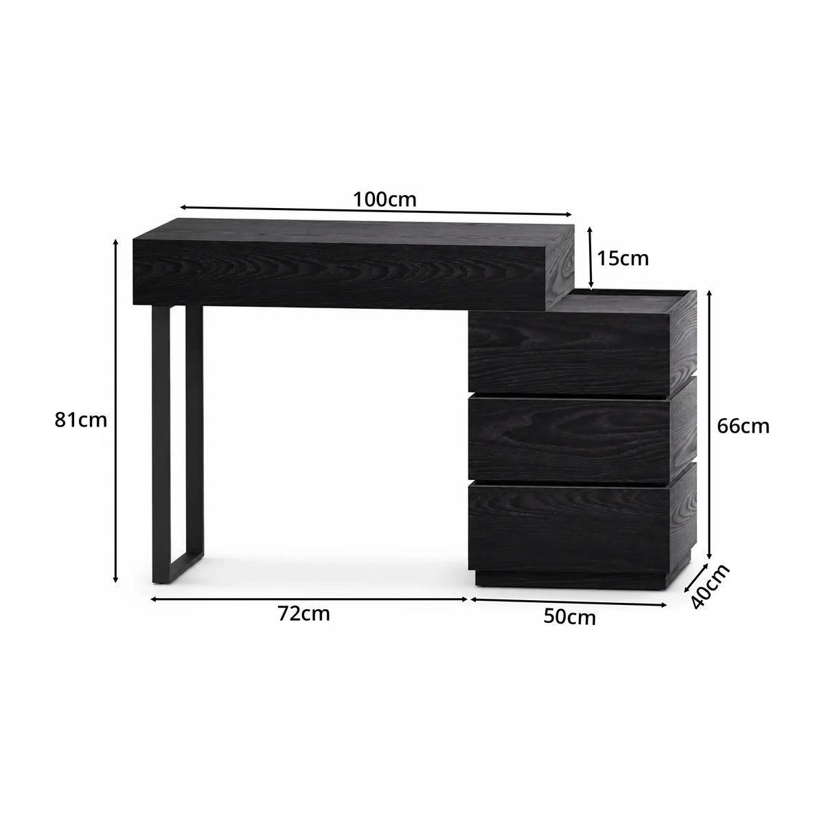 LIVARA Modern Side Cabinet E0 Grade Eco Friendly Board Wood Grain Design for Bedroom Sofa Side Guest Room Apartment - Black