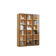 LIVARA 3-Door Display Cabinet - Solid Wood Glass Storage 207/240cm Tall for Living Room & Office - Light Wood