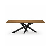 LIVARA Solid Wood Desk Natural Wood Top Metal Legs Water Based Paint for Home Office Study Bedroom Reading Workspace - Walnut & Black