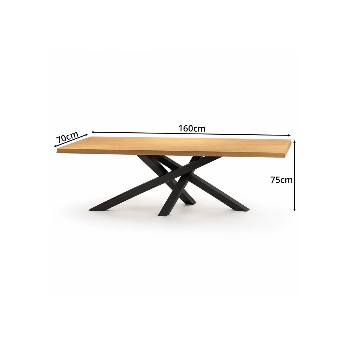 LIVARA Solid Wood Desk Natural Wood Top Metal Legs Water Based Paint for Home Office Study Bedroom Reading Workspace - Wood & Black