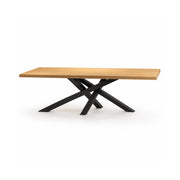 LIVARA Solid Wood Desk Natural Wood Top Metal Legs Water Based Paint for Home Office Study Bedroom Reading Workspace - Wood & Black