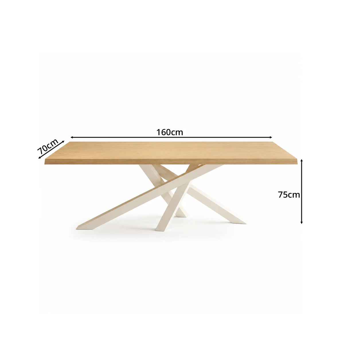 LIVARA Solid Wood Desk Natural Wood Top Metal Legs Water Based Paint for Home Office Study Bedroom Reading Workspace - Wood & White