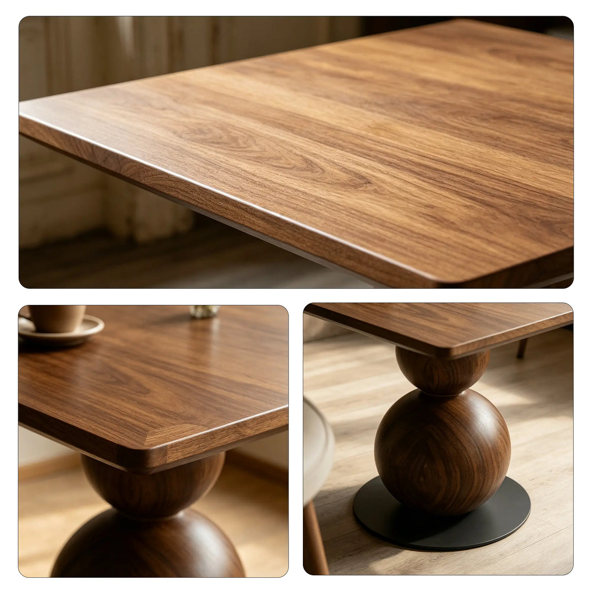 LIVARA Retro French Solid Wood Square Dining Table Whole Board Top Tapered Legs for Dining Room Living Room Study Family Gatherings