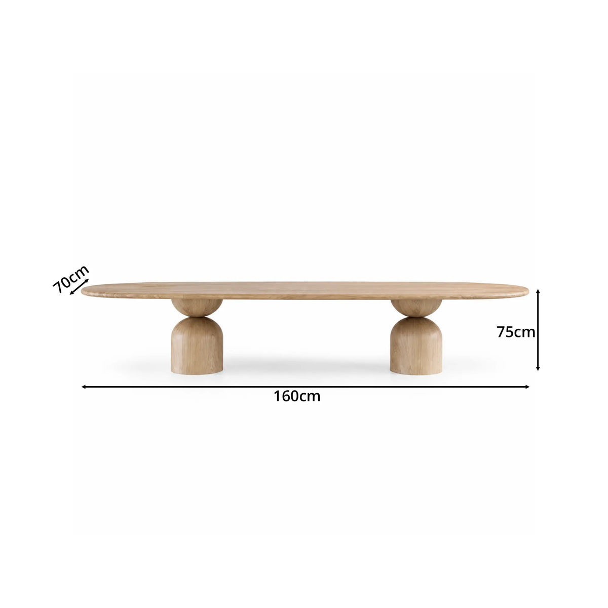 LIVARA Modern Solid Wood Dining Table Oval Top Sculptural Column Base Natural Wood Design for Dining Room Living Room Meeting Space