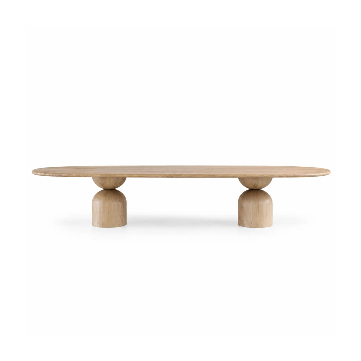 LIVARA Modern Solid Wood Dining Table Oval Top Sculptural Column Base Natural Wood Design for Dining Room Living Room Meeting Space